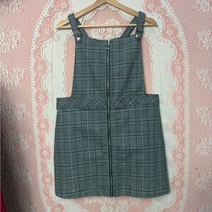 Plaid Zip-Front Pinafore Dress